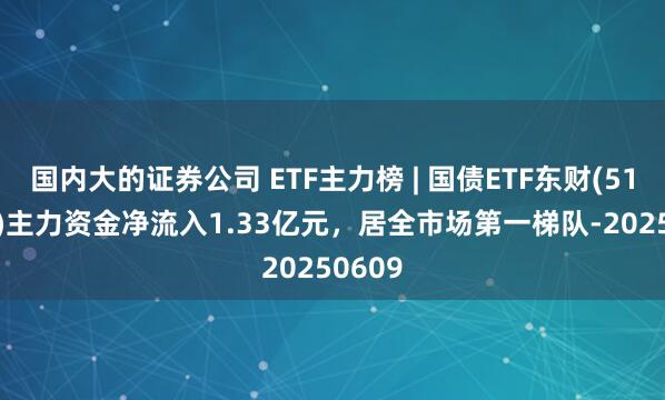国内大的证券公司 ETF主力榜 | 国债ETF东财(511160)主力资金净流入1.33亿元，居全市场第一梯队-20250609