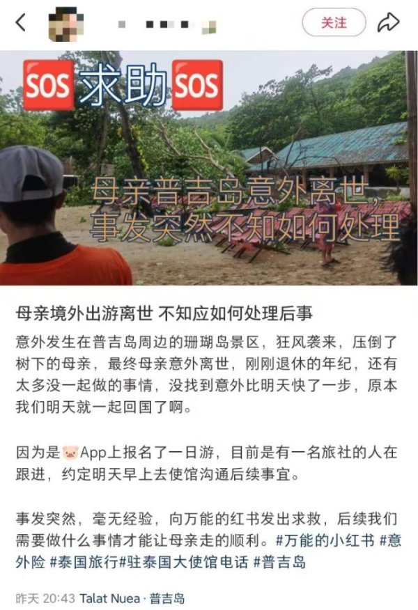 前三配资公司 中国女游客在泰国被大树砸中去世 家属求助处理后事